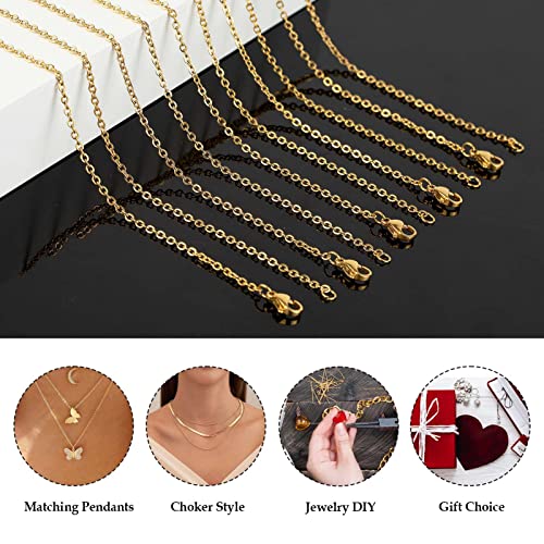 UMAOKANG 20pcs Jewelry Chains Bulk for Men and Women Necklace DIY, Gold Plated Stainless Steel Cable Chain Jewelry Supplies (18 Inches) - color: Gold Cable, size: 18 Inch