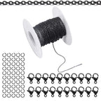 Topacket 33Feet Black Stainless Steel Necklace Chains Cable Link Chains for Jewelry Making DIY Craft Kit with Lobster Clasps Jump Rings - color: Black, size: 1.0mm