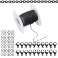 Topacket 33Feet Black Stainless Steel Necklace Chains Cable Link Chains for Jewelry Making DIY Craft Kit with Lobster Clasps Jump Rings - color: Black, size: 1.5mm