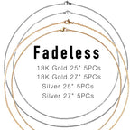 Fadeless Stainless Steel Chains for Jewelry Making, 20 Pack, Hypoallergenic, Silver & Gold Plated Necklace Findings, Accessories (Gold & Silver (25+27")) - color: Gold & Silver (25+27")