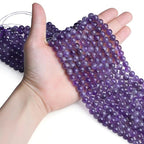 DUQGUHO Amethyst Beads 8mm Natural Crystal Purple Beads Round Polishing Stone Bead Genuine Gemstone Beads for DIY Jewelry Making 47 Pcs, US-MKL-CB-04PP1 - color: Purple#1