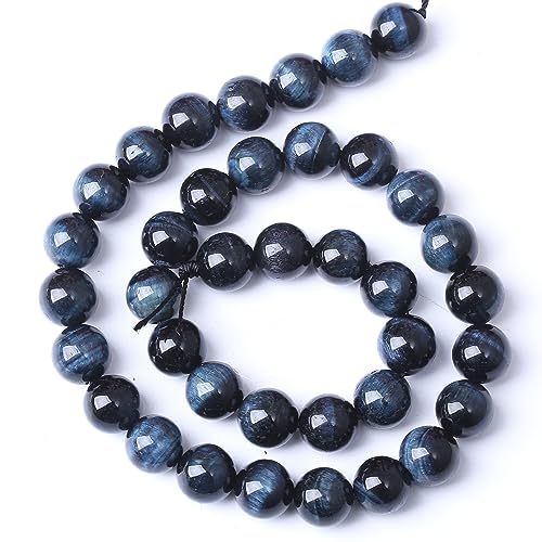 12MM Blue Black Tiger Eye Round Loose Beads Natural Gem Beads Crystal Energy Stone Beads for Jewelry Making DIY Bracelet Necklace - color: Blue Black Tiger Eye, size: 12MM