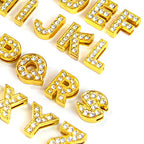 AUEAR, 26 Pack Gold A-Z 8mm Full Rhinestone Slide Charms Crystal Alphabet Letter Alloy for Bracelets Necklace Wristbands DIY Jewelry Making - color: Gold, size: 26 Pack