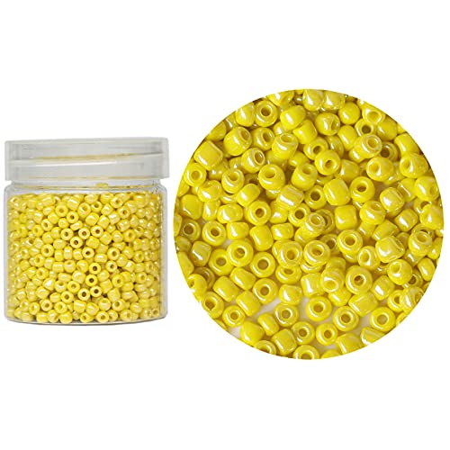 Bala&Fillic Opaque Light Yellow Pearl Color Loose 4mm Glass Seed Beads About 1400pcs/110g in Box 6/0 Glass Craft Seed Beads for Jewelry Making (Light Yellow Pearl) - color: Light Yellow Pearl, size: 4mm