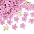 Beadthoven 100pcs Enamel Charms Cherry Blossom Daisy Flower Pendants Gold Plated Small Cute Bulk for Jewelry Making Bracelet Necklace Earrings Keychain DIY Accessories - color: 0Lilac