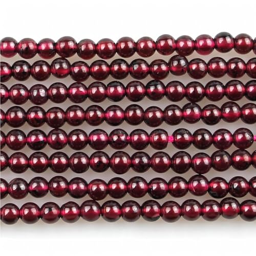 MJDCB 225pcs Natural Small Stone Beads 3mm Red Garnet Round Smooth Loose Gemstone Bead for Jewelry Making Bracelets Earrings Necklaces Accessories - color: Red Garnet