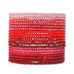16-30Pcs Handmade Bohemian Colorful Crystal Seed Beads Stackable Adjustable Elastic Stretch Multilayerd Bracelets for Women Summer Vacation Beach Boho Bangle Jewelry - color: red