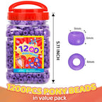 Praisebank Pony Beads, 1200pcs 6x9mm, Wholesale Beads, Bracelets Jewelry Making, Arts & Crafts(Purple) - color: PURPLE, size: Small Size