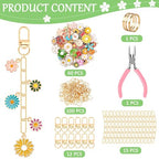 AUGSUN 189Pcs Keychain Making Kit, Charm Jewelry Chain Making Crafts Including 60 Charms 12 Keychain Clips Hooks 15 Extender Chains 100 Jump Ring and Jewelry Plier for Crafts (Flower) - style: Flower
