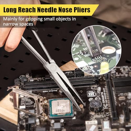 Premium Long Needle Nose Pliers-11’’, Paper Clamp Precision, High Carbon Steel, Soft Grip with Wire Cutter, Long Nose Cutting Pliers for Home, Fishing, Jewelry, Crafts,2pcs - style: Two-11in