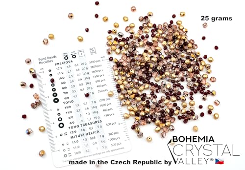 0.88oz (Approx. 500 Beads) Mix of Faceted Fire Polished Pressed Czech Glass Beads, Sparkling Shiny Mix BCV - color: Mix 02 Red Gold, size: 25 g