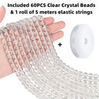 QINJIEJIE 60PCS Clear Crystal Beads 8mm Natural Stone Beads Round Loose Gemstone Bead for Bracelet Beading Crystal Jewelry Making DIY Necklace Earrings 0.32" - color: Clear Crystal, size: 60PCS