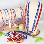 Huskein 100 PCS 4th of July Beads, 33" Patriotic Beads Necklaces Bulk, Red White Blue Necklace Bulk, Independence Day Party Parade Accessories Set for Memorial Day Fourth of July Party Supplies - color: RedWhiteBlue