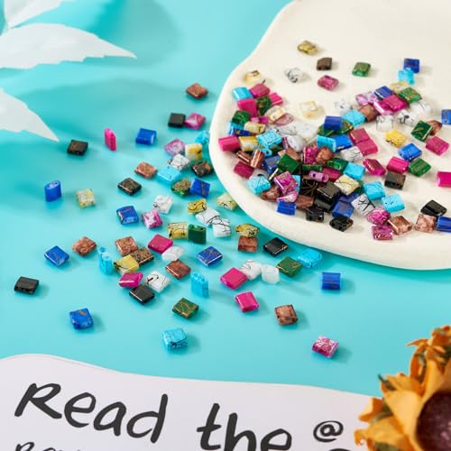 Pandahall 180Pcs 2 Hole Glass Tila Square Seed Beads 5mm Rectangle Mini Spacer Flat Beads for Bracelet Necklace Jewelry Making - color: Spray Painted-9 Colors