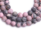12mm Natural Stone Black Rhodonite Frosted Matte Unpolished Round Beads for Jewelry Making Strand 15 inch - color: Black Rhodonite, size: 12mm