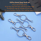 150Pcs Swivel Snap Hook Set,Stainless Steel Split Key Rings with Chain and Jump Rings Bulk for Keychain Lanyard,Crafts Supplies