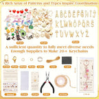 TOHONGADON 285 Pcs Keychain Making Kit, Bag Charm Kit with 92 Charms, 22 Keychain Clips, Key Ring Jewelry Plier, Extender Chain, Letter Beads for DIY Crafting and Jewelry Making - color: 285 Pcs Keychain