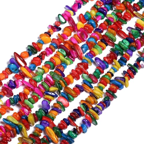 Chip Shells, 260pcs 5-8mm Irregular Beads with Holes, Deep Color Shell & Sapphire Chip Beads for Jewelry Making - color: Deep Multicolor