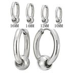 Stainless Steel Circle Beads Huggie Hinged Hoop Earrings for Men Women, 2pc - color: Silver, size: Diameter:16MM