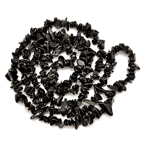 PLTbeads 5-8mm Natral Healing Gemstone Waist Bracelets Necklace Kit Irregular Stone DIY Crafts Design Jewelry Making 1 Strand per Bag Approxi 34 inch (Black Obsidian Chips) - color: Black Obsidian Chips