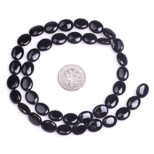 JOE FOREMAN 8x10mm Black Agate Semi Precious Gemstone Oval Loose Beads for Jewelry Making DIY Handmade Craft Supplies 15" - color: 8x10mm/oval black agate