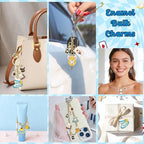 38Pcs Wonderland Gold Charms Pendants - Fairy Tales Tea Rabbit Clock Poker Enamel Charms Cute Earring Necklace Bracelet Keychains Pendant for Jewelry Making DIY Crafts Birthday Tea Party Gifts