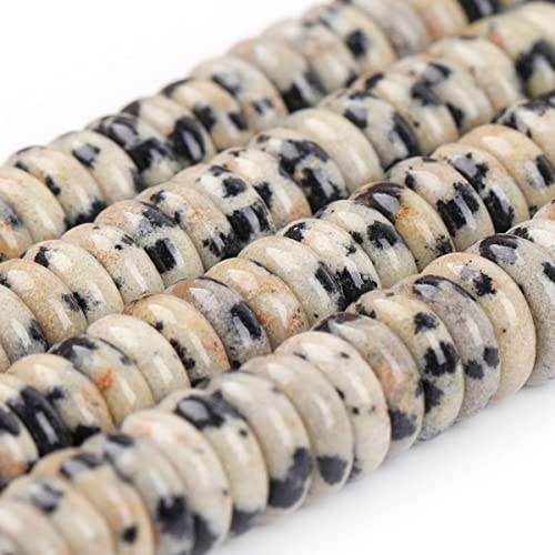 JOE FOREMAN 2x6mm Natural Dalmatian Dalmation Jasper Stone Heishi Disc Rondelle Spacer Beads for Jewelry Making Full 15" Strand Energy Stone Healing Power Crystal - color: Dalmatian Dalmation Jasper