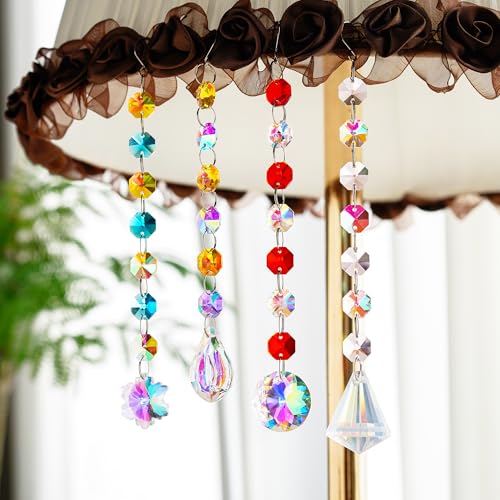 kanpura 164 Pcs DIY Suncatchers Kits Crystal Suncatcher Sun Catchers with Crystals Chandelier Prism Replacement Sun Catcher Beads for Windows Hanging - color: 12 Pcs,ab