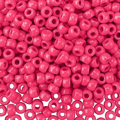 QPIXVB 1100PCS Pony Beads,Beads for Jewelry Making Bracelets Making Friendship Bracelet Hair Beads Kit for Crafts Cute Bulk Pony Beads for Keychain Necklace Making - color: rosy red beads