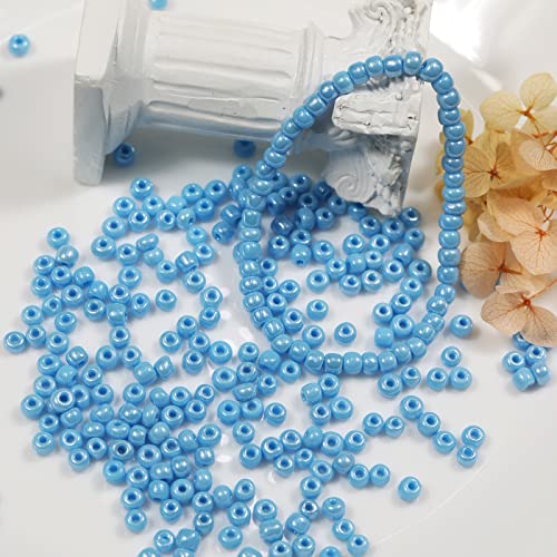 Bala&Fillic Opaque Light Blue Pearl Color 4mm Seed Beads About 1200pcs/100Grams in Bag, 6/0 Glass Craft Beads for Making Bracelet and Necklace (Light Blue Pearl) - color: Light Blue Pearl -4mm