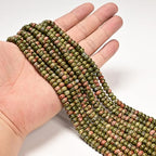 ICAI 4x6mm Natural Rondelle Beads – Loose Gemstone Spacers for DIY Jewelry Making (Unakite) - color: Unakite, size: 4x6