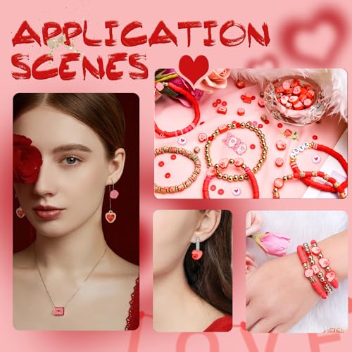 BONNY BOXX 3300PCs Valentine Day Clay Beads Set, Flat Round Disc Heishi Polymer Clay Beads with Letter Beads & Charms for Friendship Bracelet Making, Valentine Jewelry for DIY Crafts Birthday Gifts - color: Clay Beads Set - 003