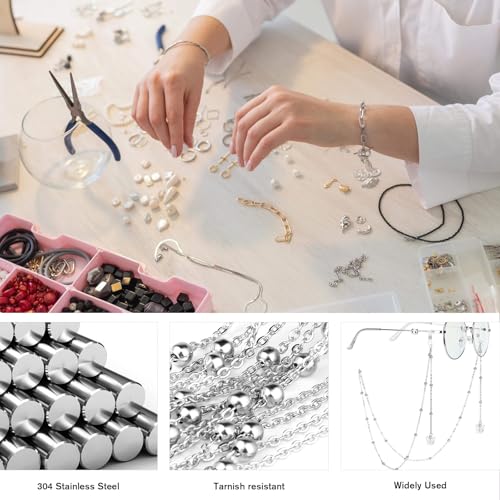 66 Feet Stainless Steel Chains Bulk, 1.5mm 304 Stainless Steel Chains Flat Cable Link Chain Roll Spool for Jewelry Making DIY Craft - color: Stainless Steel, size: 1.5mm Width