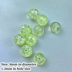 100pcs Crackle Glass Beads 8mm Round Crystal Glass Spacer Crafts Beads for Jewelry Making Necklace Bracelet Earrings DIY Crafts(Light Green) - color: Light Green, size: 8mm
