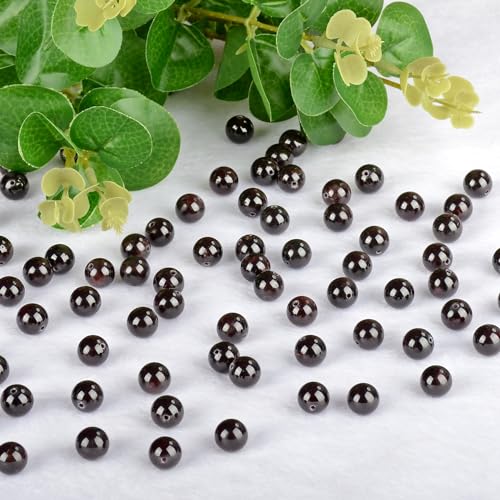 4mm 200pcs Natural Stone Round Beads Garnet Genuine Stone Beading Loose Gemstone DIY Charm Smooth Beads for Bracelets Necklaces Earrings Hole Size 1mm (Garnet 4mm) - color: Garnet, size: 4mm