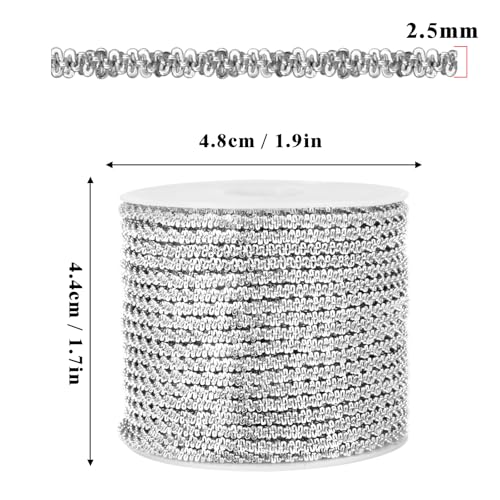 33 Feet Stainless Steel Sparkle Chains Roll, 2.5mm Width 304 Stainless Steel Dainty Twisted Singapore Chain Bulk Spool for Jewelry Making DIY Craft - color: 2.5MM Stainless Steel Sparkle Chains