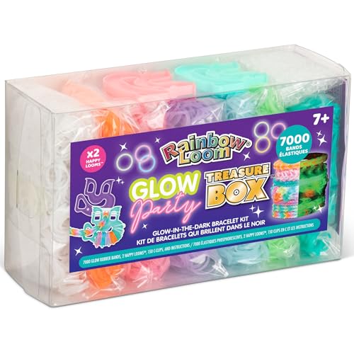 Rainbow Loom: Treasure Box - Glow-in-The-Dark Edition - DIY Bands Jewelry Kit, 7000 Glow Rubber Bands, 2 Happy Looms, Crafting Activity, Kids Ages 7+