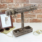MOOCA 2Pcs Set Bracelet Bangle Holder, Table Top Necklace Wooden Jewelry Display Stand Storage Tray for Home Organization, 11 3/4" W x 2 3/4" D x 9 3/4" H, Coffee - color: 9) Coffee, w/Tray-2pc