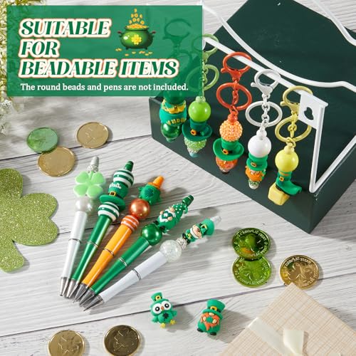 Watersay 12 Pcs 3D Silicone Focal Beads Pens Beads Bulk for Keychain DIY Crafts Necklace Bracelet Phone Chain Charms Jewelry Making (St. Patrick's Day) - style: St. Patrick's Day
