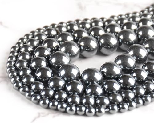 4mm 200pcs Natural Stone Round Beads Black Hematite Genuine Stone Beading Loose Gemstone DIY Charm Smooth Beads for Bracelets Necklaces Earrings Hole Size 1mm (Black Hematite 4mm) - color: Black Hematite, size: 4mm