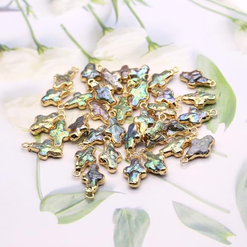 10PCS Natural Pearl Pendants Irregular Multiple Shapes Cultured Freshwater Baroque Pearl Charms for Jewelry Making Gift - color: 17x9mm