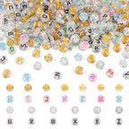 400Pcs Clear Glitter Letter Beads 7x3.5mm Acrylic Transparent Alphabet Spacer Beads Small Pony Bead for Friendship Bracelet Necklace Keychain Crafts Jewelry Making - color: Transparent, Flat Round, size: 7x3.5mm