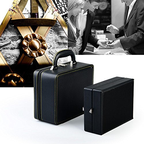 Oirlv Leather Jewelry Box Handmade Travel Jewelry Organizer Storage Case Holder For Girl Lady Earring,Ring,Necklace,Pendant,Watch,Bracelet(X010)Deep Black - color: Small Black