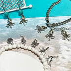 Heather's cf Silver Sea Charms – Antique Pendants, Non-Tarnish, Lead-Free & Nickel-Free, Bulk Ocean Animal Charms for DIY Jewelry, Bracelets, Necklaces, Earrings, Beach Craft Supplies (Sea Animals) - color: Octopus - 48 Pc