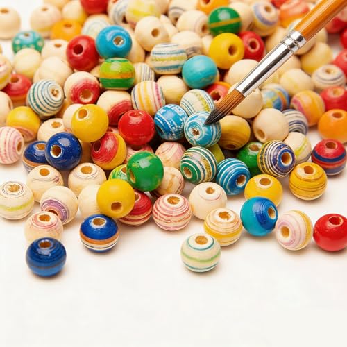 100pcs Wooden Beads for Crafts 25mm Natural Unfinished Bulk Large Beads for Garland Macrame Jewelry Making & DIY Farmhouse Decor (25mm) - size: 25mm