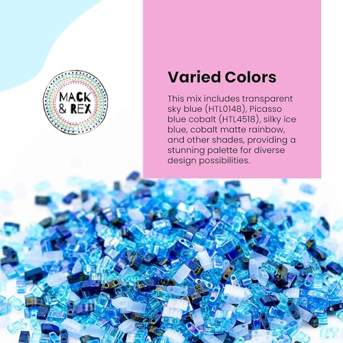 Mack and Rex Tila Bead Mixes (Ocean) – Half Tila Beads – Includes Transparent Sky Blue (HTL0148), Picasso Blue Cobalt (HTL4518), Silky Ice Blue, Cobalt Matte Rainbow and a Few Others. - color: Ocean, size: 10 Gram Bag