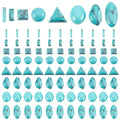 PH PandaHall 96pcs Stone Cabochons, 8 Shapes Blue Texture Gemstone Tiles Column Square Bead Half Round Synthetic Turquoise Cabochon Tile for Bracelet Necklace Earrings Cameo Jewelry Making
