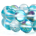RUBYCA Round Moonstone Crystal Glass Beads Aura Iridescent for Jewelry Making (1 Strand, 6mm, Blue) - color: Light Blue, size: 6mm
