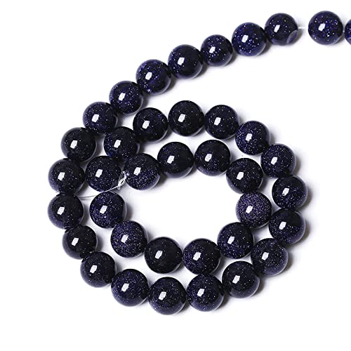 60PCS 6mm Starry Blue Sandstone Gemstone Beads Beads Natural Stone Round Loose Beads for Jewelry Making DIY Bracelet Necklace 15" Inch - color: Blue Sandstone, size: 6mm
