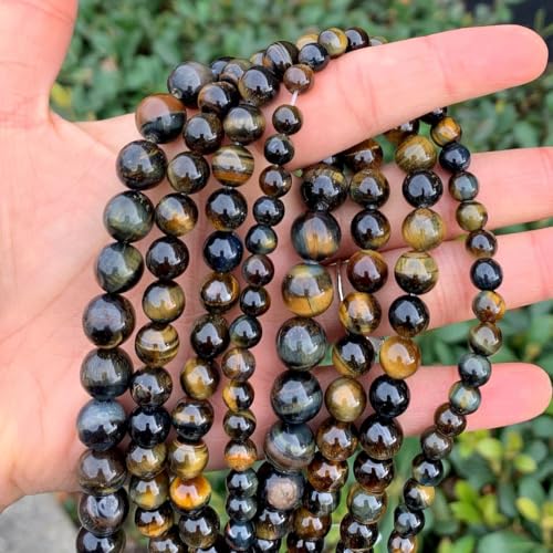120pcs Adabele Natural Blue Golden Tigers Eye Healing Gemstone 6mm Round Beads Gem Stone Spacer for DIY Craft Jewelry Making GS23-6 - color: Golden Blue Tiger Eye Stone, size: 6mm (120pcs/2 strands)